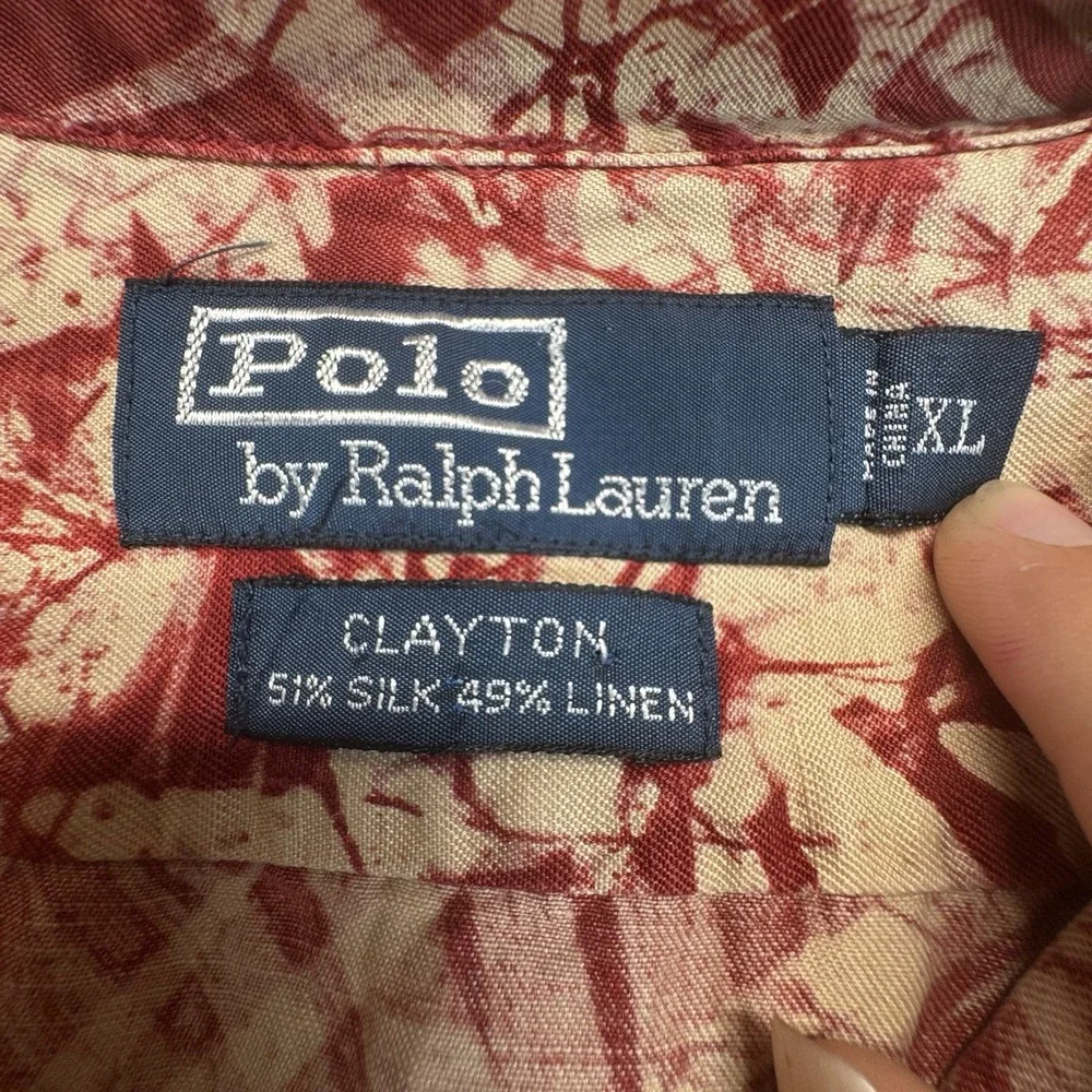 Polo Ralph Lauren Clayton Hawaiian Shirt Men's XL Silk Linen Camp Aloha Red